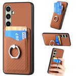 Custodia per telefono con anello porta carte in fibra di carbonio, For Samsung Galaxy A57 5G, For Samsung Galaxy A37 5G, For Samsung Galaxy S25 Edge 5G, For Samsung Galaxy A56 5G