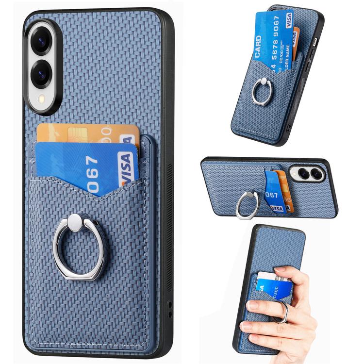 Custodia per telefono con anello porta carte in fibra di carbonio, For Samsung Galaxy A57 5G, For Samsung Galaxy A37 5G, For Samsung Galaxy S25 Edge 5G, For Samsung Galaxy A56 5G
