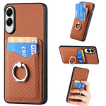 Custodia per telefono con anello porta carte in fibra di carbonio, For Samsung Galaxy A57 5G, For Samsung Galaxy A37 5G, For Samsung Galaxy S25 Edge 5G, For Samsung Galaxy A56 5G