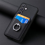 Custodia per telefono con anello porta carte in fibra di carbonio, For Samsung Galaxy A57 5G, For Samsung Galaxy A37 5G, For Samsung Galaxy S25 Edge 5G, For Samsung Galaxy A56 5G