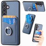 Custodia per telefono con anello porta carte in fibra di carbonio, For Samsung Galaxy A57 5G, For Samsung Galaxy A37 5G, For Samsung Galaxy S25 Edge 5G, For Samsung Galaxy A56 5G