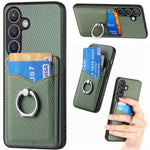 Custodia per telefono con anello porta carte in fibra di carbonio, For Samsung Galaxy A57 5G, For Samsung Galaxy A37 5G, For Samsung Galaxy S25 Edge 5G, For Samsung Galaxy A56 5G