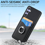 Custodia per telefono con anello porta carte in fibra di carbonio, For Samsung Galaxy A36, For Samsung Galaxy S25 5G, For Samsung Galaxy S25+ 5G, For Samsung Galaxy S25 Ultra 5G