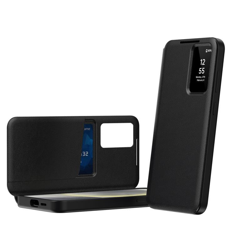 Custodia per telefono in pelle Smart View Window con slot per carte, For Samsung Galaxy S24 FE 5G, For Samsung Galaxy Z Fold6 5G, For Samsung Galaxy A55, For Samsung Galaxy S24 Ultra 5G