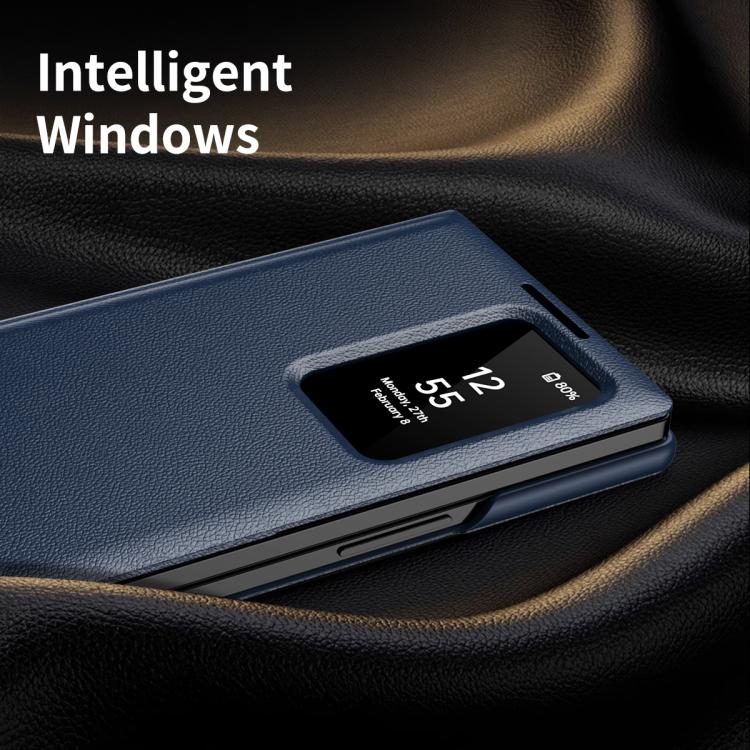 Custodia per telefono in pelle Smart View Window con slot per carte, For Samsung Galaxy Z Fold3 5G