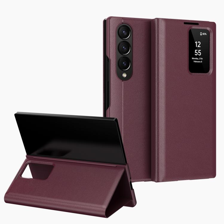 Custodia per telefono in pelle Smart View Window con slot per carte, For Samsung Galaxy S23 Ultra 5G, For Samsung Galaxy S23+ 5G, For Samsung Galaxy S23 5G, For Samsung Galaxy Z Fold4