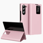 Custodia per telefono in pelle Smart View Window con slot per carte, For Samsung Galaxy S24+ 5G, For Samsung Galaxy S24 5G, For Samsung Galaxy S23 FE 5G, For Samsung Galaxy Z Fold5 5G