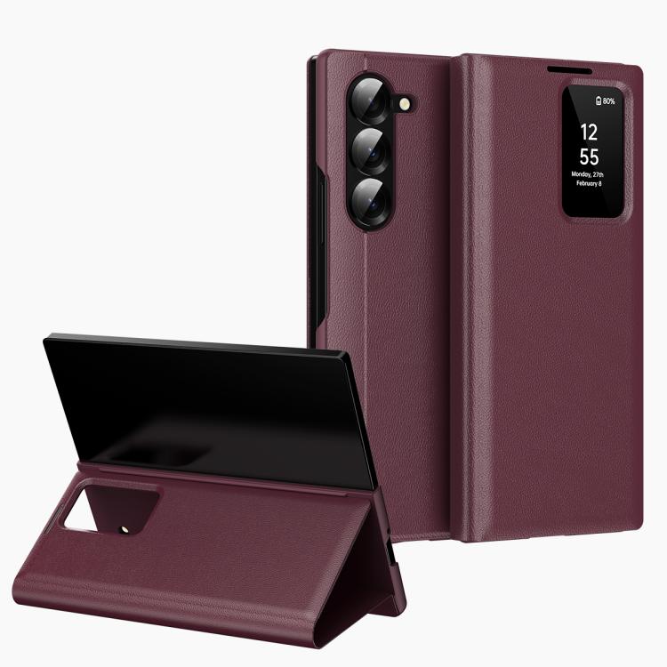 Custodia per telefono in pelle Smart View Window con slot per carte, For Samsung Galaxy S24 FE 5G, For Samsung Galaxy Z Fold6 5G, For Samsung Galaxy A55, For Samsung Galaxy S24 Ultra 5G