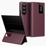 Custodia per telefono in pelle Smart View Window con slot per carte, For Galaxy S26 FE 5G, For Galaxy Fold8 Ultra 5G, For Galaxy Z TriFold, For Galaxy S26 Ultra 5G