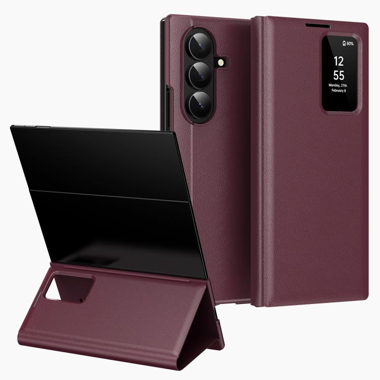 Custodia per telefono in pelle Smart View Window con slot per carte, For Galaxy S26 FE 5G, For Galaxy Fold8 Ultra 5G, For Galaxy Z TriFold, For Galaxy S26 Ultra 5G