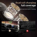 Supporto per bocchette dell'aria per auto SD01 Supporto per telefono rotante a doppia bobina Supporto per telefono con caricabatterie wireless da 15 W, SD01 Grey, SD01 Black