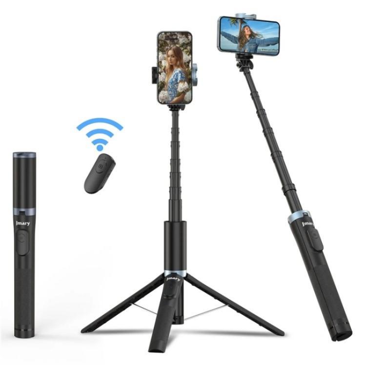 JMARY KT-259 Treppiede con clip per telefono girevole a 360 gradi e bastone per selfie retrattile, KT-259