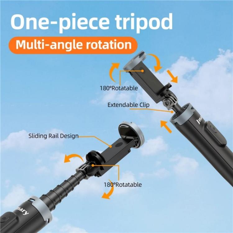 JMARY KT-259 Treppiede con clip per telefono girevole a 360 gradi e bastone per selfie retrattile, KT-259