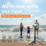 Treppiede selfie stick retrattile con clip girevole 360°