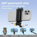 Treppiede selfie stick retrattile con clip girevole 360°