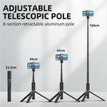 Treppiede selfie stick retrattile con clip girevole 360°