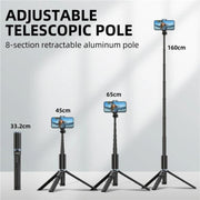 Treppiede selfie stick retrattile con clip per smartphone