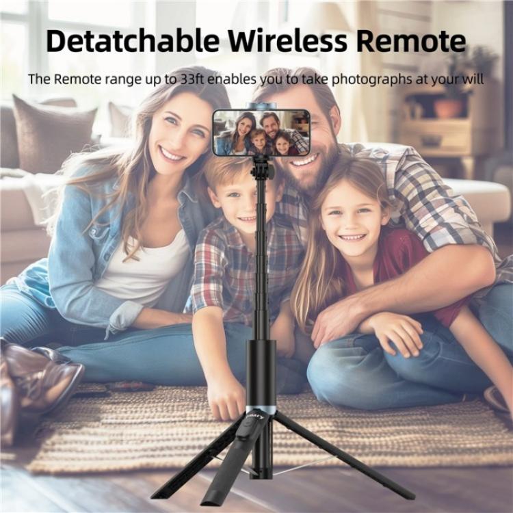 JMARY KT-259 Treppiede con clip per telefono girevole a 360 gradi e bastone per selfie retrattile, KT-259