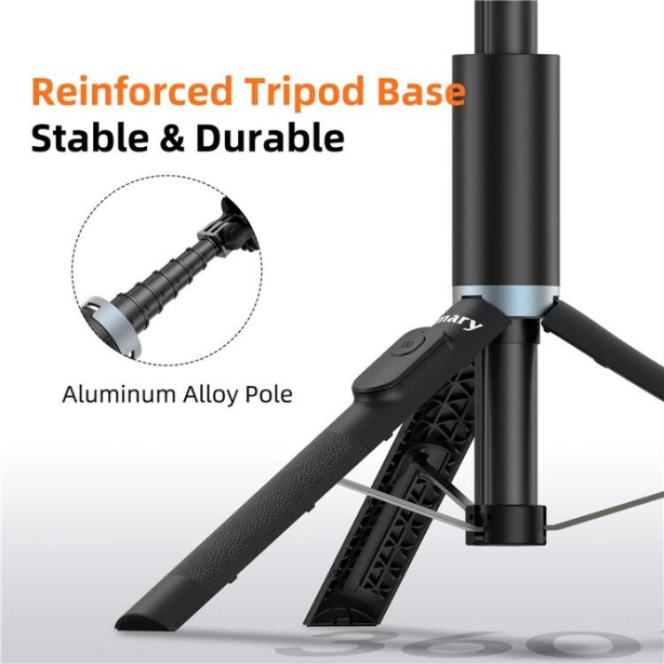 JMARY KT-259 Treppiede con clip per telefono girevole a 360 gradi e bastone per selfie retrattile, KT-259