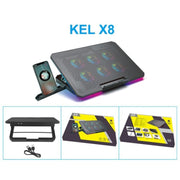 X8 Supporto per Notebook Pieghevole con Altezza Regolabile e 6 Ventole ARGB Pad di Raffreddamento, X8