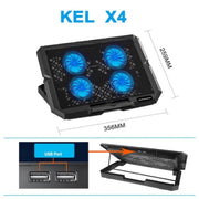 X4 4 Ventole 7 Velocità Controllo Silenzioso Altezza Regolabile Supporto per Laptop Raffreddamento Pad, X4