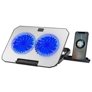 N22 Supporto per laptop regolabile con doppia porta USB, tappetino di raffreddamento portatile con supporto per telefono, N22