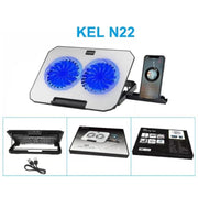 N22 Supporto per laptop regolabile con doppia porta USB, tappetino di raffreddamento portatile con supporto per telefono, N22