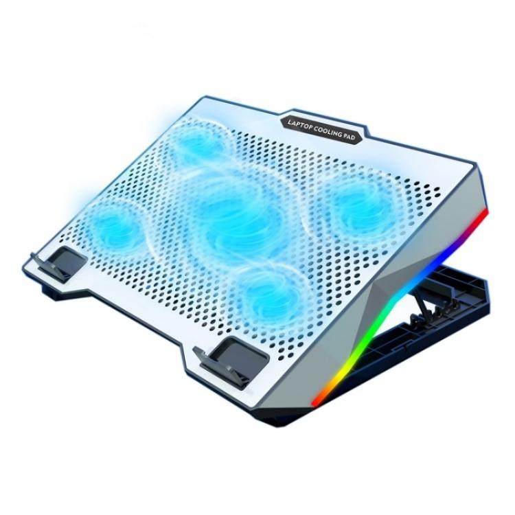 S605 RGB Light 5 ventole silenziose Supporto regolabile in altezza Supporto per laptop da gioco, S605