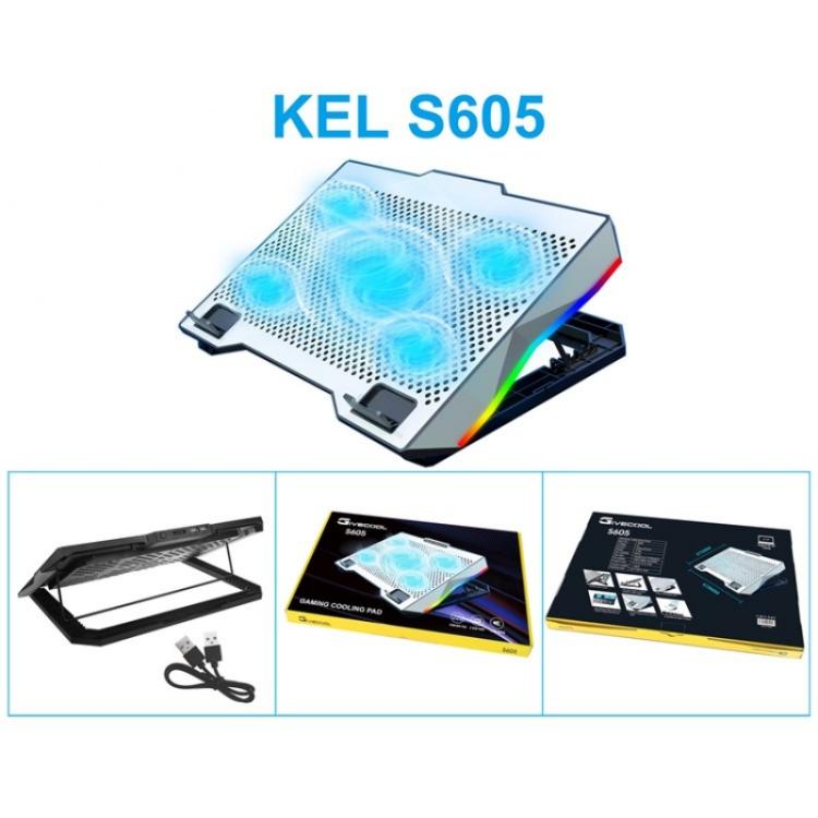 S605 RGB Light 5 ventole silenziose Supporto regolabile in altezza Supporto per laptop da gioco, S605