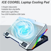 S601 RGB Light Notebook Cooler Regolabile in Altezza Gaming Laptop Cooling Pad, S601