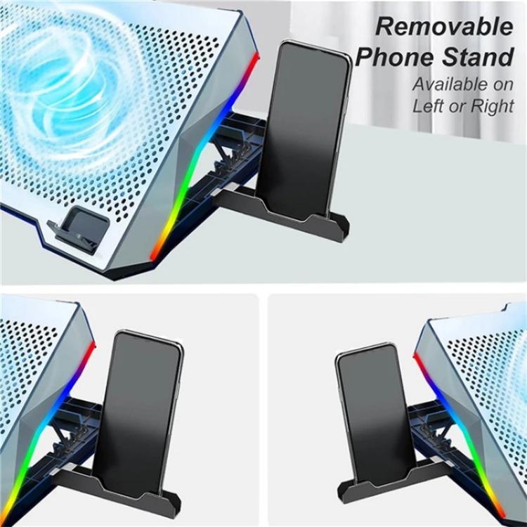S601 RGB Light Notebook Cooler Regolabile in Altezza Gaming Laptop Cooling Pad, S601