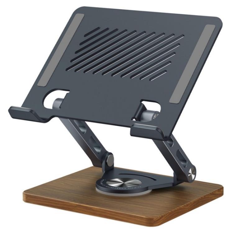 J27 Supporto da tavolo pieghevole girevole in legno per tablet e laptop in metallo, J27