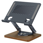 J27 Supporto da tavolo pieghevole girevole in legno per tablet e laptop in metallo, J27