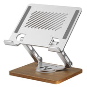 J27 Supporto da tavolo pieghevole girevole in legno per tablet e laptop in metallo, J27