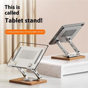 J27 Supporto da tavolo pieghevole girevole in legno per tablet e laptop in metallo, J27