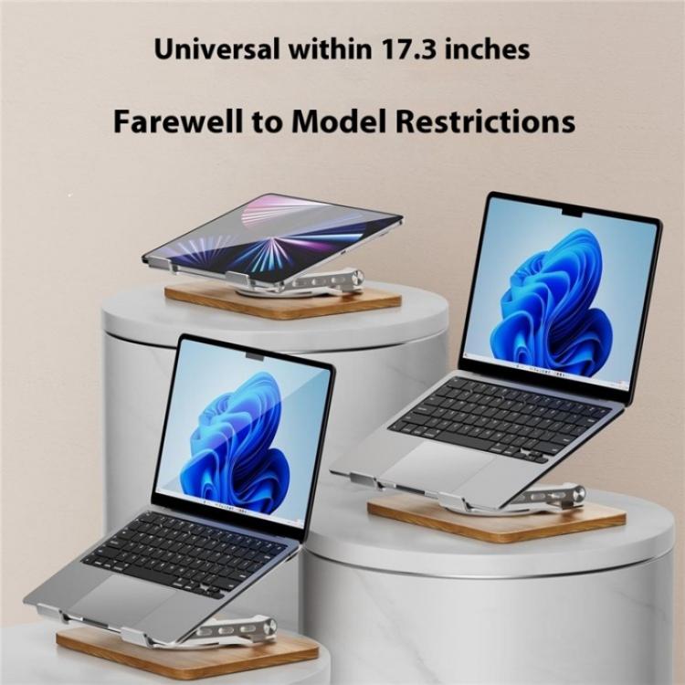 Supporto di raffreddamento in metallo e legno per laptop J31 pieghevole e girevole a 360 gradi, J31