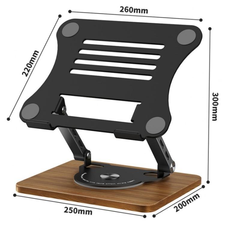 Supporto di raffreddamento in metallo e legno per laptop J31 pieghevole e girevole a 360 gradi, J31