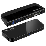 WAVLINK UG49DK1 per Windows Mac Android 13 in 1 Hub USB-C Stazione di docking con doppio display, US Plug, UK Plug, EU Plug, AU Plug