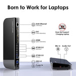 WAVLINK UG49DK1 per Windows Mac Android 13 in 1 Hub USB-C Stazione di docking con doppio display, US Plug, UK Plug, EU Plug, AU Plug