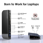 WAVLINK UG49DK1 per Windows Mac Android 13 in 1 Hub USB-C Stazione di docking con doppio display, US Plug, UK Plug, EU Plug, AU Plug