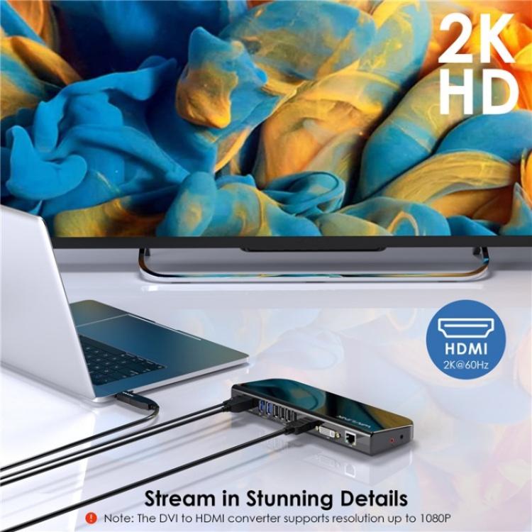 WAVLINK UG49DK1 per Windows Mac Android 13 in 1 Hub USB-C Stazione di docking con doppio display, US Plug, UK Plug, EU Plug, AU Plug