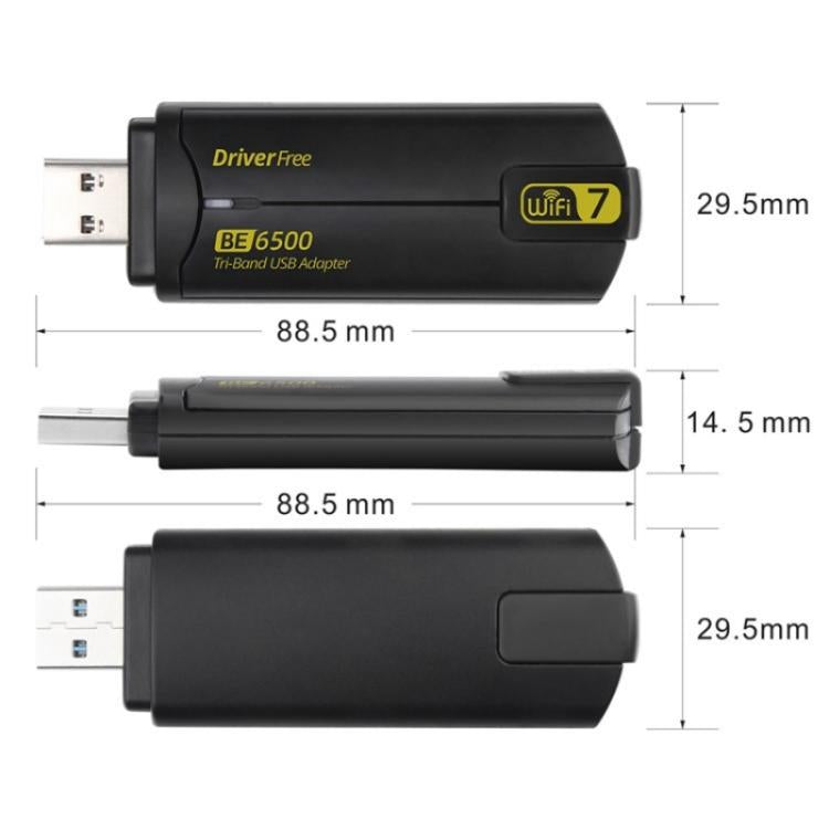 Driver per scheda di rete wireless BE6500 gratuito adattatore USB 3.0 WiFi 7 Tri Band 6500M per PC, BE6500