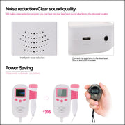 RZ-100S9 LED Doppler fetale ad ultrasuoni Rilevatore di battito cardiaco per bambini Monitor Digitale prenatale Stetoscopio Doppler fetale tascabile, RZ-100S9