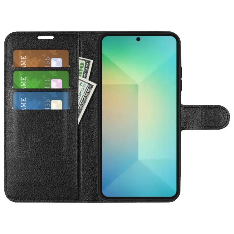 Custodia per telefono in pelle con supporto e motivo a flip orizzontale con trama Litchi, For Galaxy S25 5G, For Galaxy S25+ 5G
