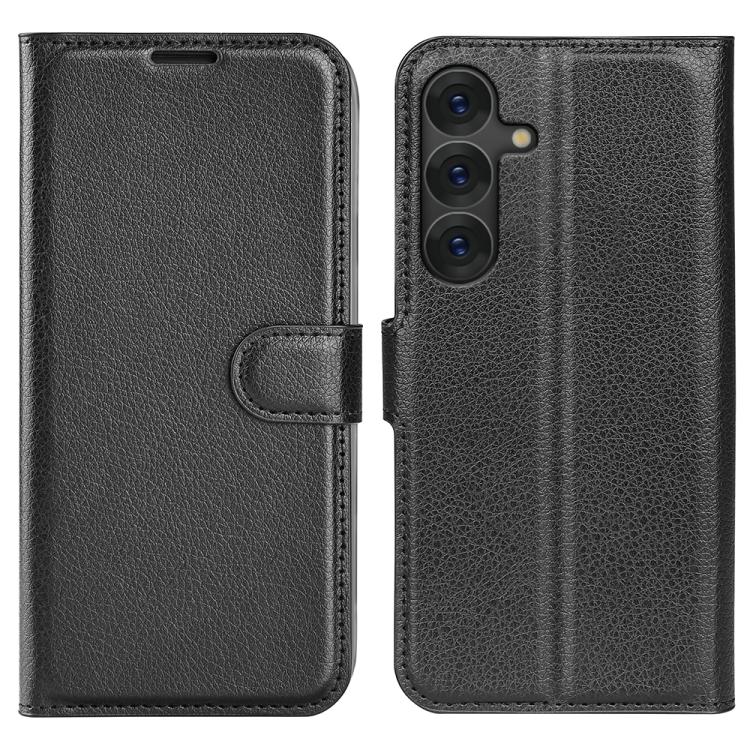 Custodia per telefono in pelle con supporto e motivo a flip orizzontale con trama Litchi, For Galaxy S25 5G, For Galaxy S25+ 5G