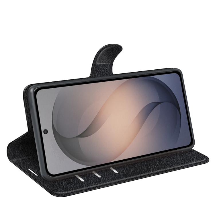 Custodia per telefono in pelle con supporto e motivo a flip orizzontale con trama Litchi, For Galaxy S26 FE 5G, For Galaxy S26+ 5G