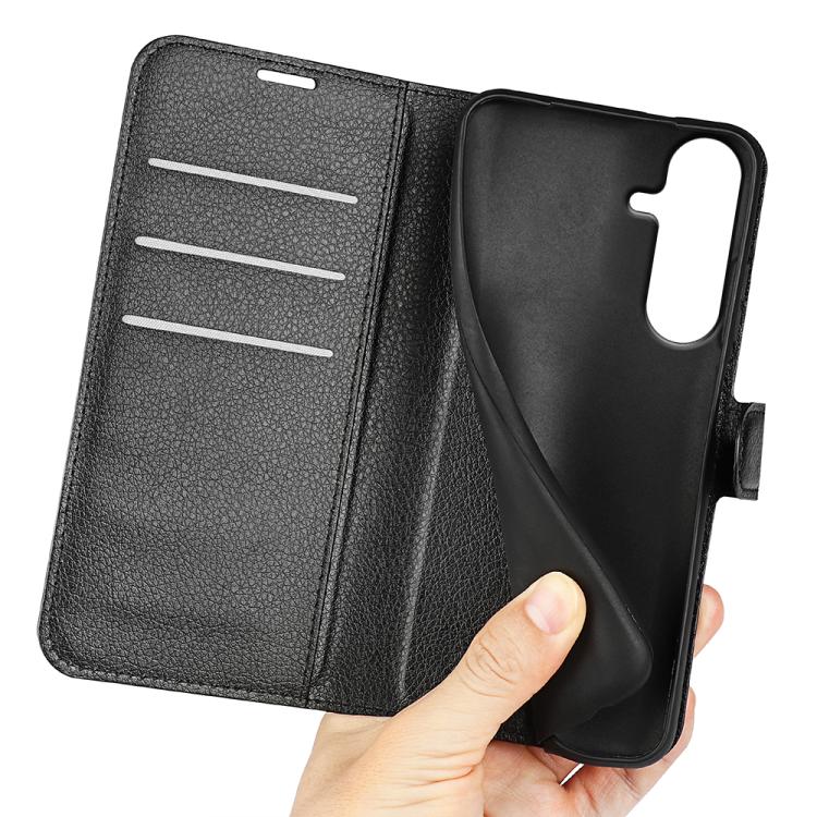 Custodia per telefono in pelle con supporto e motivo a flip orizzontale con trama Litchi, For Galaxy S26 FE 5G, For Galaxy S26+ 5G