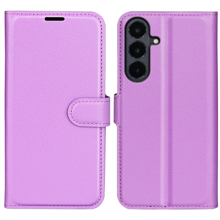 Custodia per telefono in pelle con supporto e motivo a flip orizzontale con trama Litchi, For Galaxy S26 FE 5G, For Galaxy S26+ 5G