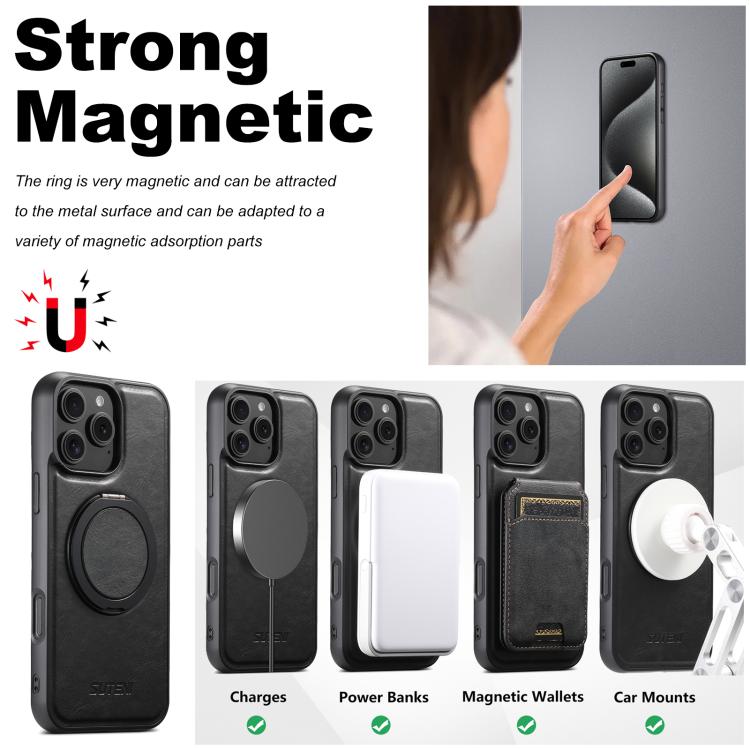 Custodia per telefono con supporto girevole a 360° Suteni G3 Oil Wax MagSafe Back, For iPhone 12 Pro