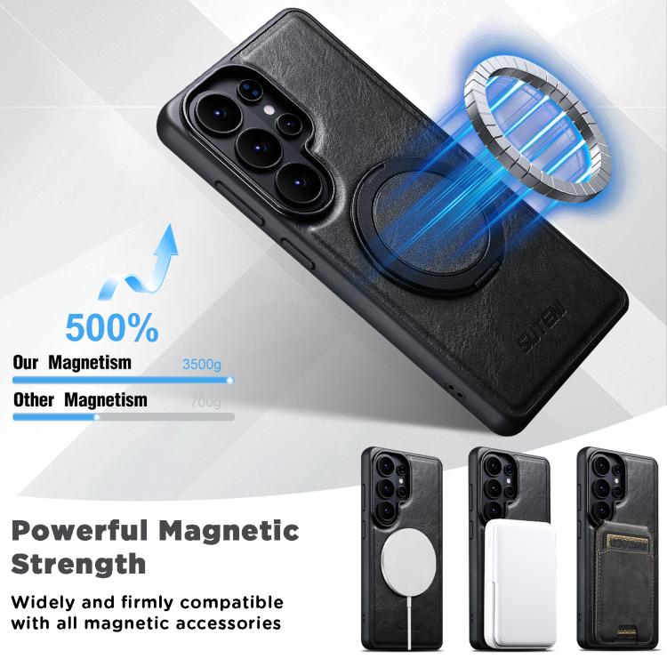 Custodia per telefono con supporto girevole a 360° Suteni G3 Oil Wax MagSafe Back, For Samsung Galaxy S26 Ultra 5G, For Samsung Galaxy S25 5G, For Samsung Galaxy S25+ 5G, For Samsung Galaxy S25 Ultra 5G, For Samsung Galaxy S24 Ultra 5G                 ...